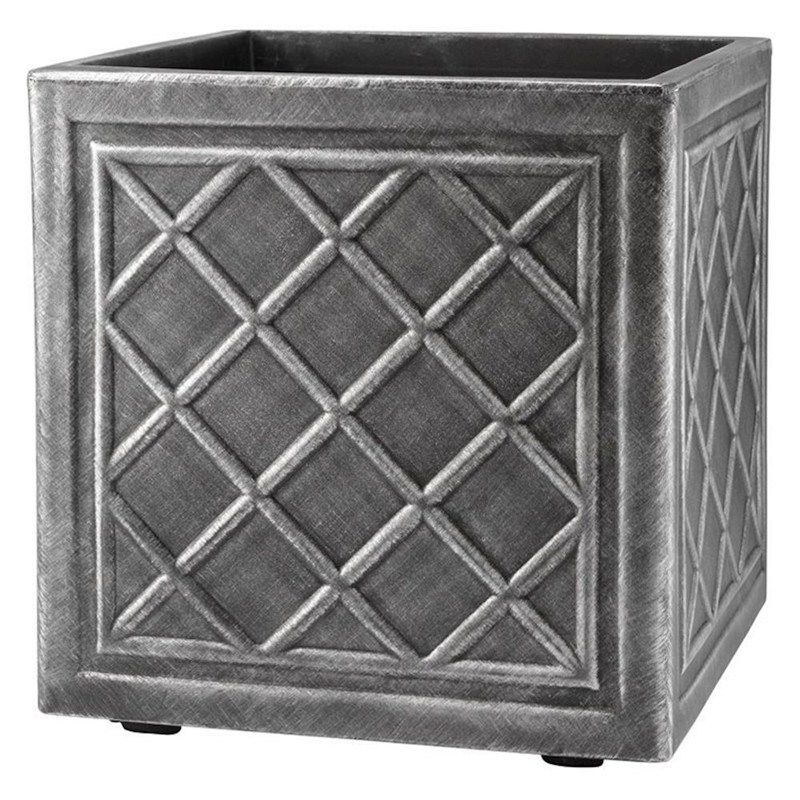 Square Lead Effect Planter - 32cm - Gun Metal (5101031) - Stewart Garden