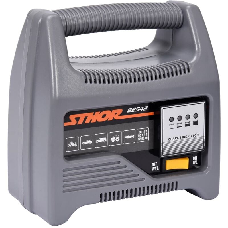 

Cargador de batería con LED 12V 6A 90Ah - Sthor