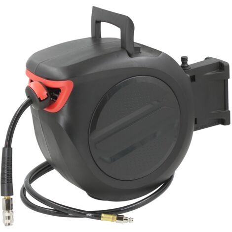 STI Avvolgitubo automatico per aria compressa 20m da Parete con Box e fissaggio a parete Tubo Aria 17 bar con attacchi rapidi da 1/4 di pollice e tubo da 3/8