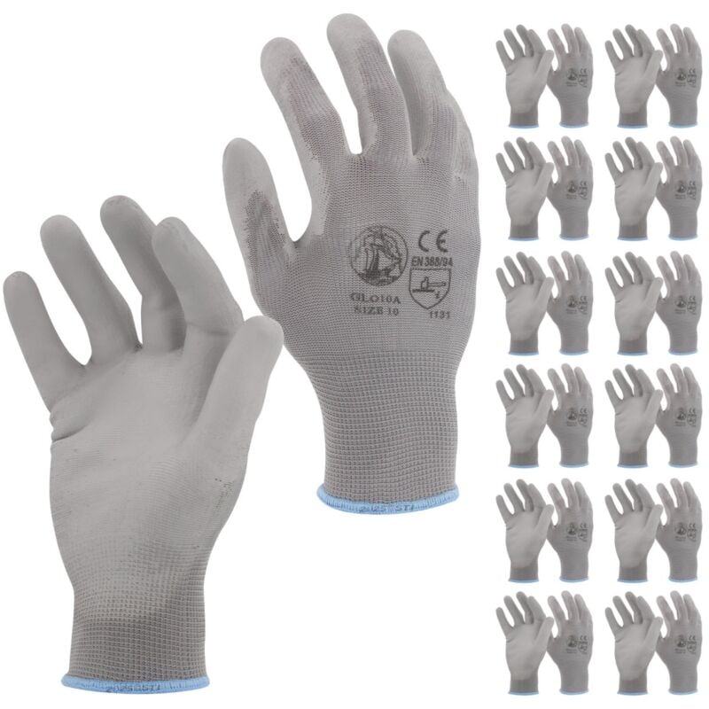 Image of Guanti da lavoro Spalmati in pu poliuretano Grigio 11 xxl ( Pacco da 12pz ) - STI