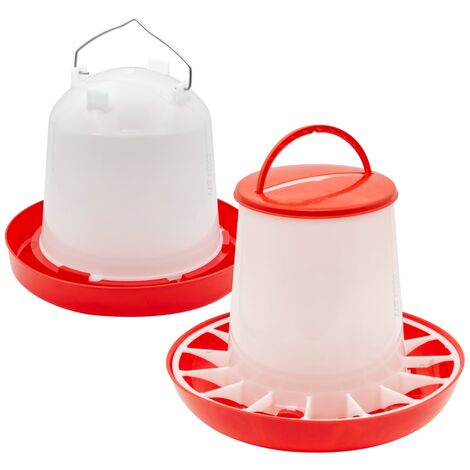 STI Set Mangiatoia 6kg + Abbeveratoio 6L kit distributore mangime acqua per polli pollame galline alta qualità