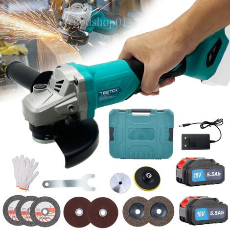 Stichsäge,Robuster 125-mm-Akku-Winkelschleifer, bürstenlos, Schleifmaschine, Schleifmaschine, Ersatz für Makita 18 V + 2 x 3,0 Ah Li-Ionen-Akku + Ladegerät