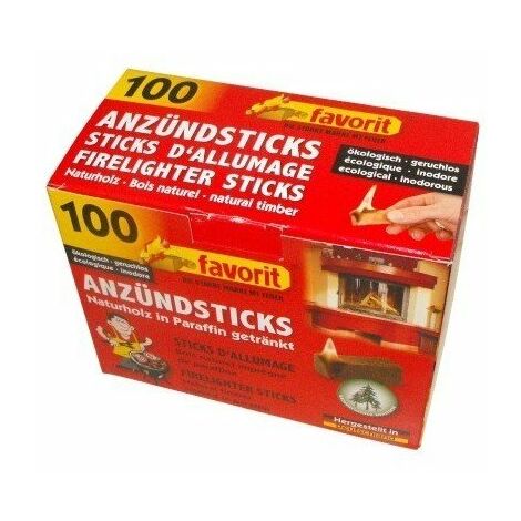 Stick D'allumage En Bois Naturel Imprégné 100 Pièces - Favorit