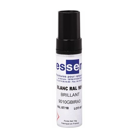 Stick de retouche peinture blanc 9016 15ml – Finition métal – Application précise avec pinceau – Pour tous types de supports – Jelt - 90160GBIRA3