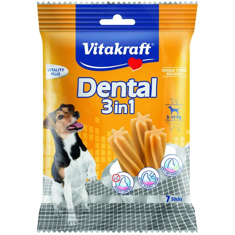 

Dental 3 en1 Perros Pequeños 120 gr. 7 uds - Vitakraft