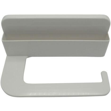 Stick On Toilet Roll Holder with Mobile Phone Slot - White Self Adhesive
