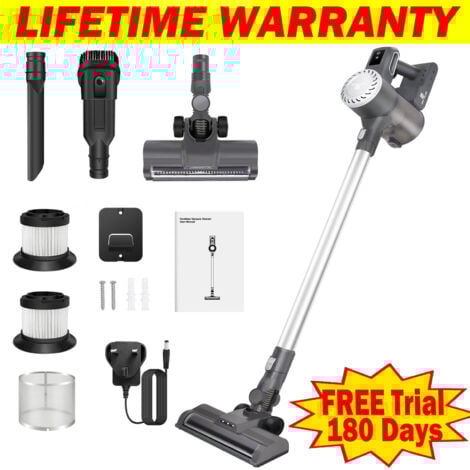 BRIEFNESS Stick Vacuum Cleaner with Powerful Suction, 6in 1 Powerful Cordless Vacuum with 2000mAh Battery for Quick Cleaning Hard Floor, Carpet, Pet Hair