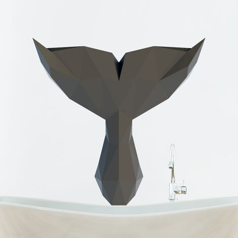 Sticker 3D origami queue de baleine noir 30 x 30 cm