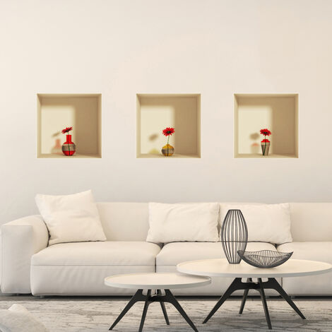Sticker à effet 3D fleurs rouges 30 x 90 cm