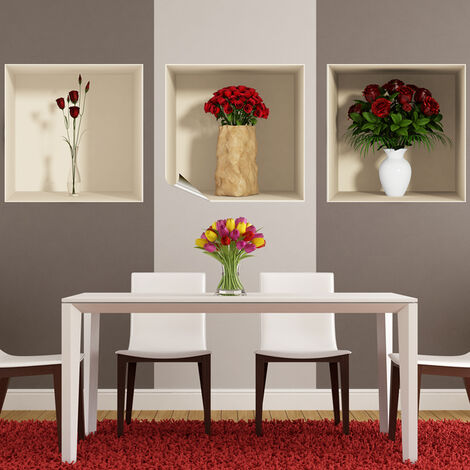 Sticker à effet 3D Roses rouges 30 x 90 cm