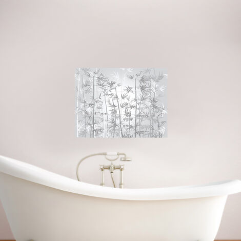 Sticker adhésif déco nature, motif bambou gris, x12, 15x15cm - Zen Homestaging