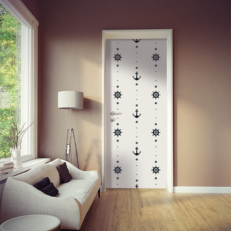 Sticker adhésif décoratif Ancres/Gouvernails pour porte, 204 cm x 83 cm - Décoration intérieure