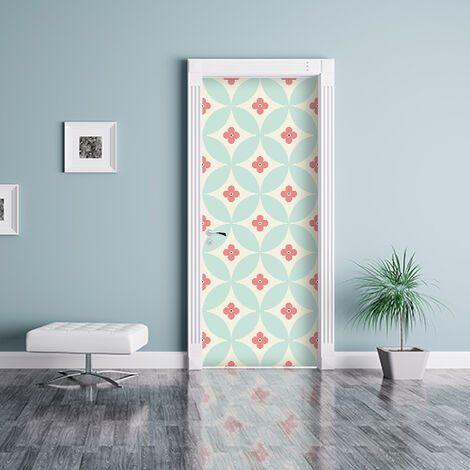 Sticker Adhésif Décoratif Fleur Mosaïque, 204 cm X 83 cm pour Porte Intérieure/Extérieure