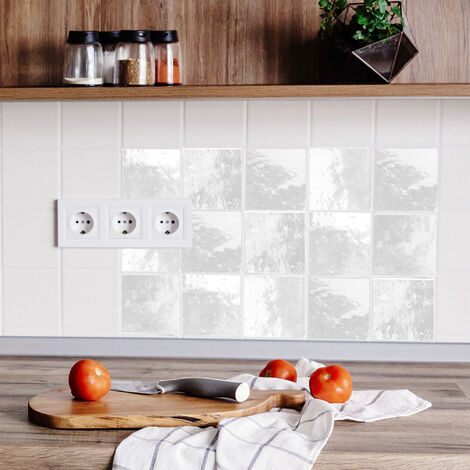 Sticker adhésif homestaging, zellige blanc brillant, déco carrelage, homestaging, x9, 10 cm X 10 cm