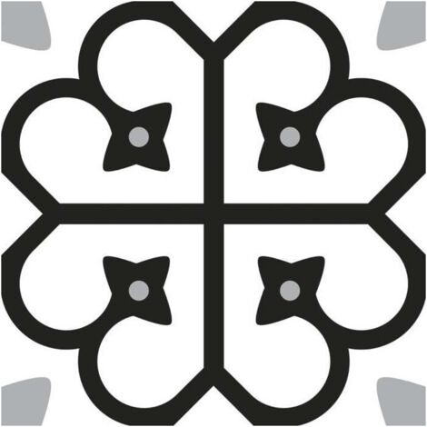 Sticker adhésif - Noname - Motif floral noir et blanc - Vinyle - 15x15 cm - Salle de bain