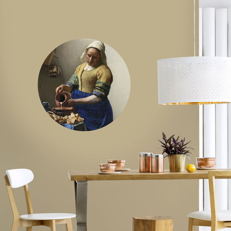 Sticker adhésif décoratif rond La laitière 70cm Multicolore