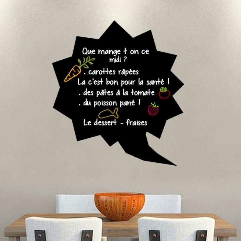 Sticker ardoise tableau noir - stickers muraux adhésif effaçable - bulle artistique - 50x45cm
