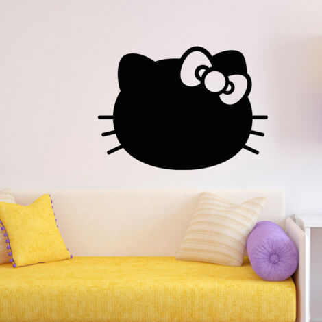 Sticker ardoise tableau noir - stickers muraux adhésif effaçable - CHATON AVEC LE NŒUD PAPILLON - 30x40cm