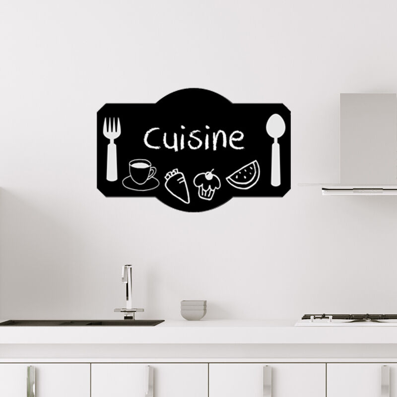 Sticker ardoise tableau noir - stickers muraux adhésif effaçable - design plateau de cuisine - 90x140cm