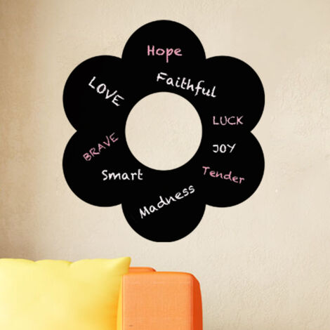 Sticker ardoise tableau noir - stickers muraux adhésif effaçable - DESSIN D'UNE FLEUR - 30x30cm