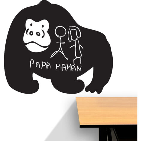 Sticker ardoise tableau noir - stickers muraux adhésif effaçable - GORILLE - 55x65cm