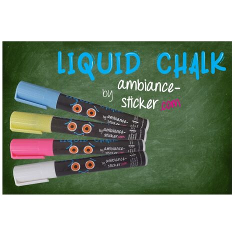 Sticker ardoise tableau noir - stickers muraux adhésif effaçable - LOT DE 4 CRAIES LIQUIDES POUR ARDOISE - 3MM