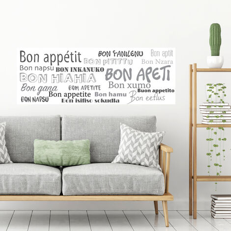 Sticker Autocollant Bon Appétit 19 Langues 68x24cm - Décoration Murale Intérieure pour Cuisine, Salle à Manger, etc.