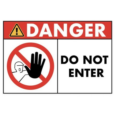 Sticker autocollant DANGER - DO NOT ENTER format A4 (fond rouge)
