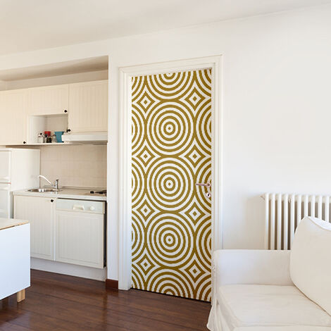 Sticker Autocollant Déco Porte Rond Doré 204 cm x 83 cm - Autocollant Décoratif pour Porte, 204 cm de Diamètre, 83 cm de Hauteur, Finition Dorée.