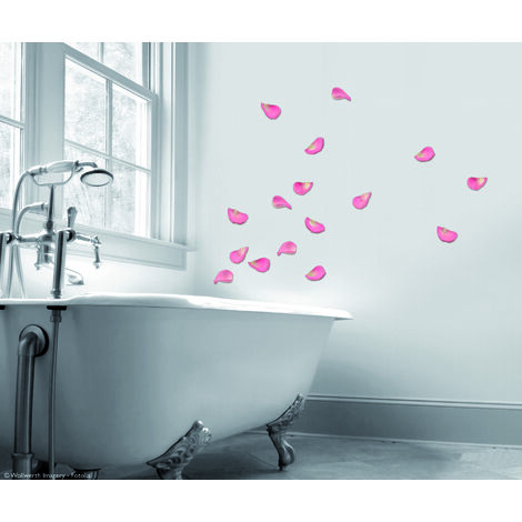 Sticker Autocollant Décoratif 2 pièces Rose Clair 30x21 cm - Pétales de Rose Photo Décorative pour Murs et Meubles