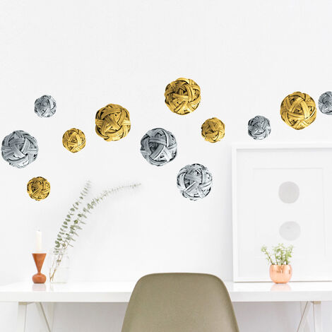 Sticker autocollant décoratif 24 cm X 68 cm, Boule de Noël en rafia, trompe l'oeil magnifique pour décorer votre intérieur.