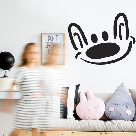 Sticker décoratif autocollant, monde imaginaire enfant avec maison  champignon et aniamux, 48 cm X 68 cm