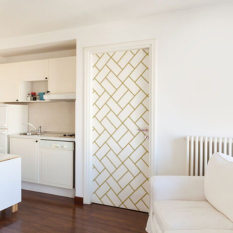 Sticker autocollant métro blanc et or, 204 cm X 83 cm pour déco murale et porte intérieure, carrelage intérieur