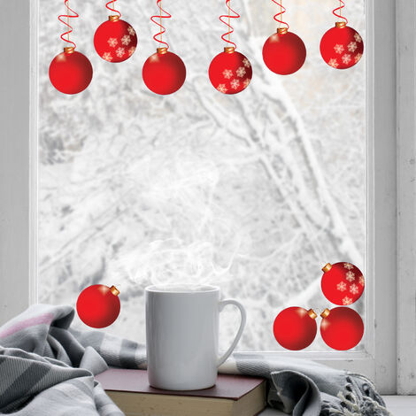 Sticker Autocollant Noël 21x29,7cm - Décoration Vitre Fenêtre Boules de Noël Électrostatique