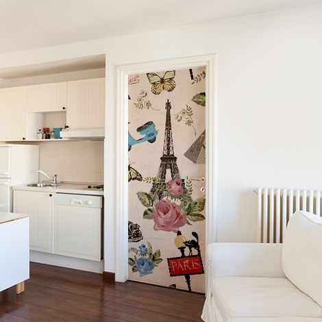 Sticker Autocollant Porte Paris, 204 cm X 83 cm, Décoration Intérieure