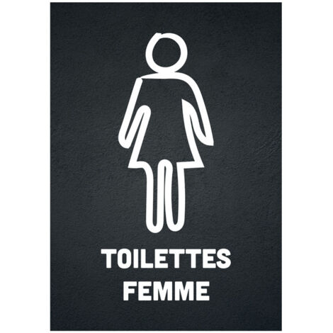 Sticker autocollant "TOILETTES FEMME" format A5 fond noir