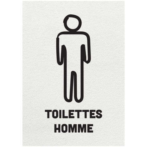 Sticker autocollant "TOILETTES HOMME" format A5 fond blanc