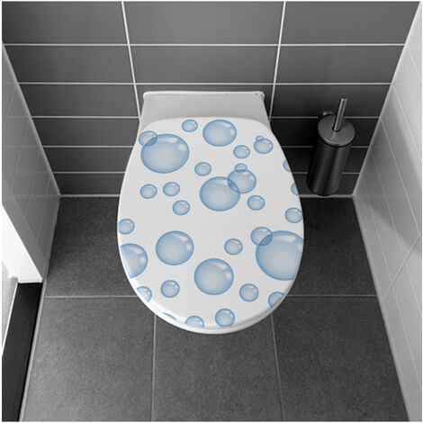 Sticker Autocollant Toilettes Savon Bleu 48x68cm, Décoration Murale pour Maison et Bureau