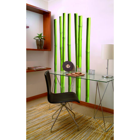 Sticker Autocollant Trompe l'Oeil Bambou Grandeur Nature, Photo 168x58cm, Décoration Murale, Autocollant Mural