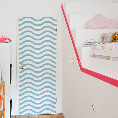 Sticker Autocollant Vagues pour Portes, 204 cm X 83 cm - WSH