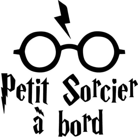 Sticker Bébé à Bord Petit Sorcier – Autocollant Voiture Sécurité – Noir Mat - 150 mm