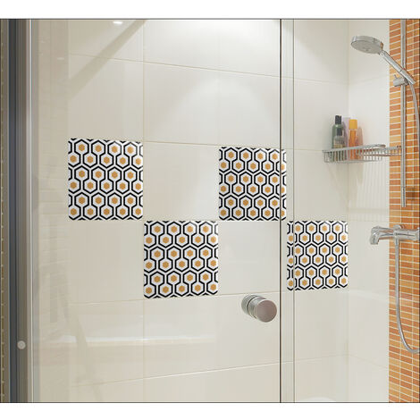 Sticker carrelage 3D relief autocollant 15x15 cm, lot de 4 pièces, carreaux nid d'abeille, décoration murale intérieure.