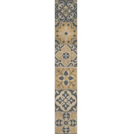 Sticker Carrelage Adhésif 15x15cm 6 pièces Celletta, Motif Carreaux de Ciment Ancien Jaune et Bleu, Déco Intérieure Maison.