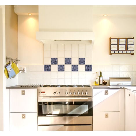 Sticker Carrelage Adhésif 15x15cm x6, Imitation Carreaux de Ciment Ancien Gris Noir et Beige, Autocollant Décoratif.