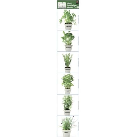 Sticker Carrelage Adhésif Décoratif 15x15cm x6 - Imitation Carrelage avec Motifs Pots Herbes Aromatiques