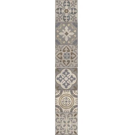 Sticker Carrelage Adhésif Décoratif Borgatella 15x15cm x6 - Carreaux de Ciment Ancien Gris et Marron