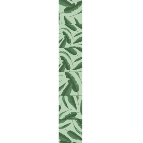 Sticker carrelage adhésif x4, 15 cm X 15 cm, décoratif feuilles végétales bananier, autocollant carreaux jungle tons verts