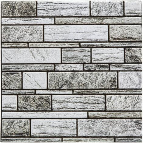 Atmosphera – Lot de 2 stickers carrelage imitation pierre 30x30cm – PVC facile à poser – Pour décoration murale intérieure