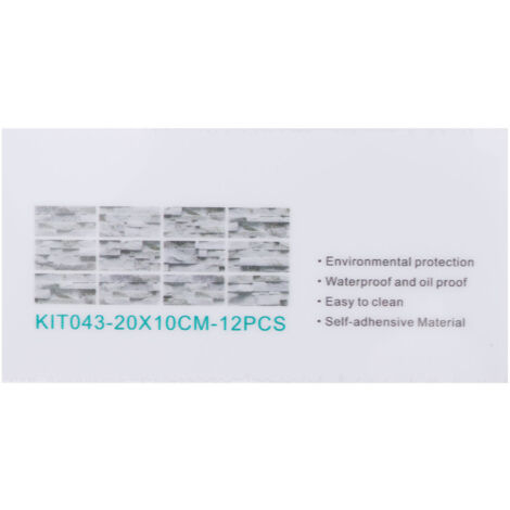 Sticker carrelage PVC adhésif waterproof - 12Pcs décor pour cuisine/salle de bain (20x10cm) - Mano KIT043