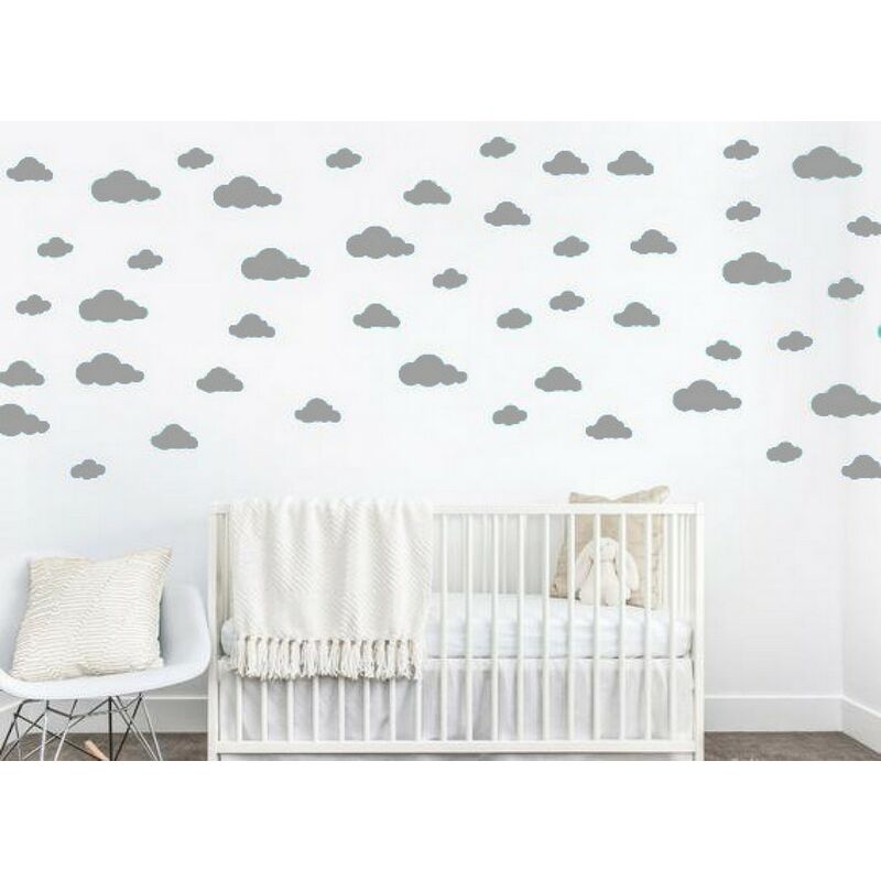 

Sticker Cloud - Nubes - para ninos - para pared - Plateado en Vinilo, 35 x 0,15 x 20 cm